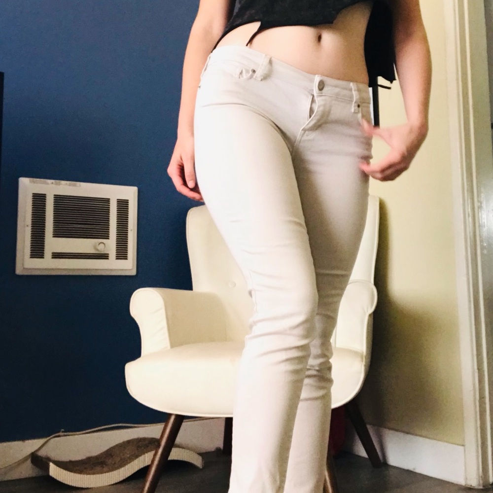 White Low Rise Skinny Jeans